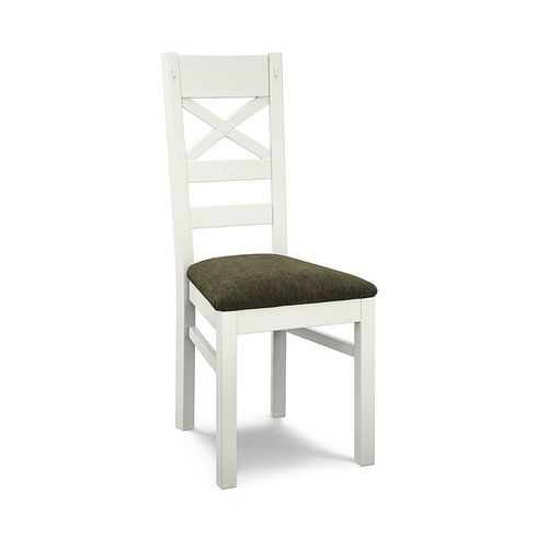Brompton Painted Acacia Dining Chair with Verona Green Fabric Seat