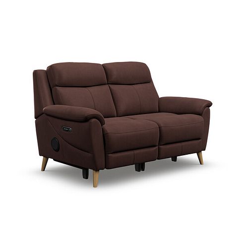 Brunel 2 Seater Recliner Sofa with Speakers in Chestnut Leather