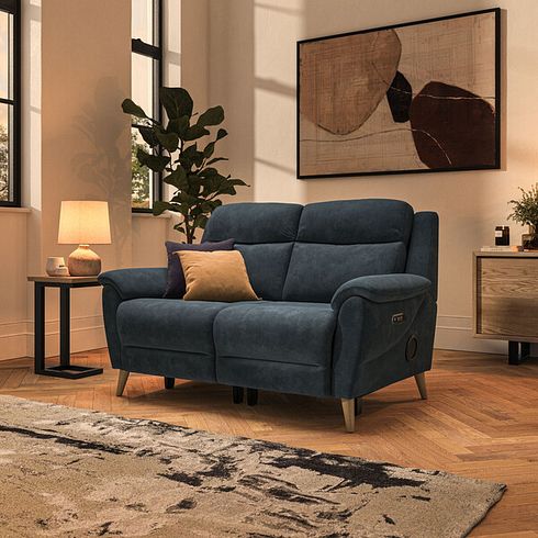 Brunel 2 Seater Electric Recliner Sofa with Speakers in Dexter Shadow Fabric