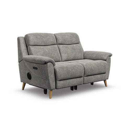 Brunel 2 Seater Recliner Sofa with Speakers in Dexter Stone Fabric