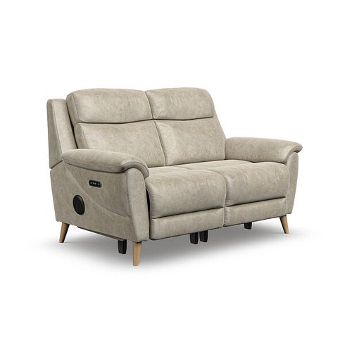 Brunel 2 Seater Recliner Sofa with Speakers in Marble Cream Fabric