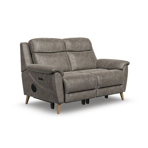 Brunel 2 Seater Recliner Sofa with Speakers in Marble Mink Fabric
