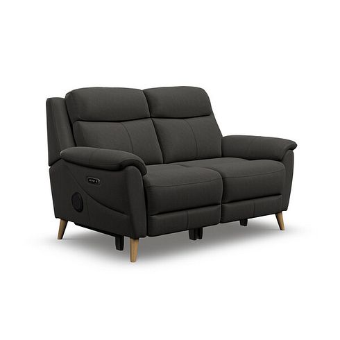 Brunel 2 Seater Recliner Sofa with Speakers in Storm Leather