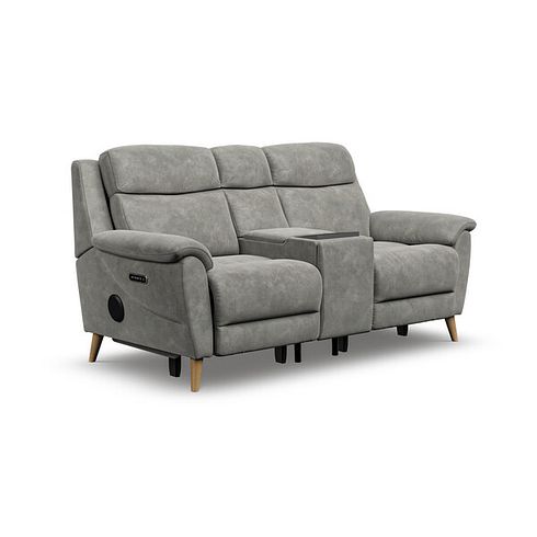 Brunel 2 Seater Recliner Sofa, Smart Screen & Speakers in Dexter Stone Fabric