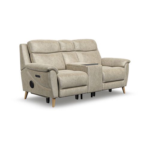 Brunel 2 Seater Recliner Sofa, Smart Screen & Speakers in Marble Cream Fabric
