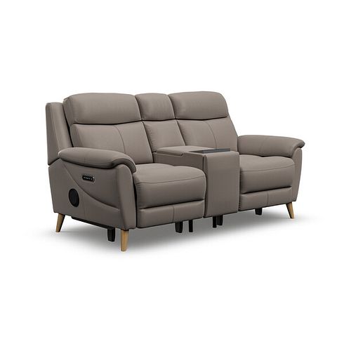 Brunel 2 Seater Recliner Sofa, Smart Screen & Speakers in Oyster Leather