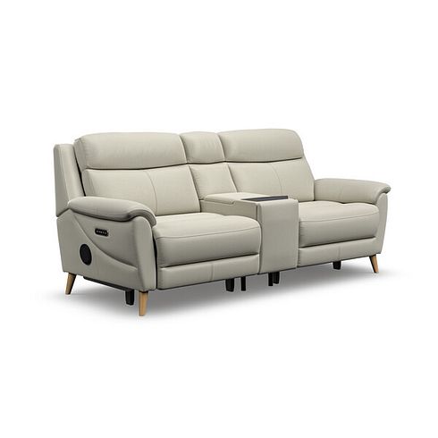 Brunel 2.5 Seater Recliner Sofa, Smart Screen & Speakers in Bone China Leather
