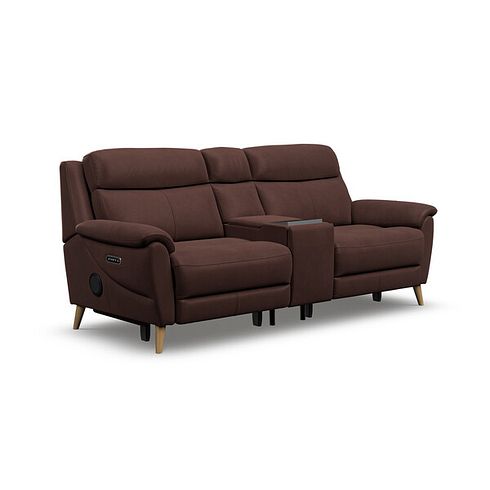 Brunel 2.5 Seater Recliner Sofa, Smart Screen & Speakers in Chestnut Leather