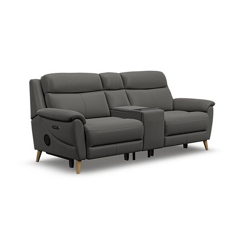 Brunel 2.5 Seater Recliner Sofa, Smart Screen & Speakers in Elephant Grey Leather