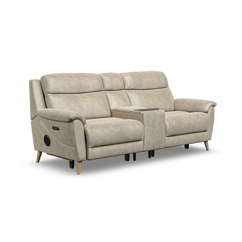 Brunel 2.5 Seater Recliner Sofa, Smart Screen & Speakers in Marble Cream Fabric