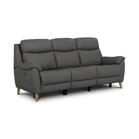 Brunel 3 Seater Electric Recliner Sofa in Elephant Grey Leather