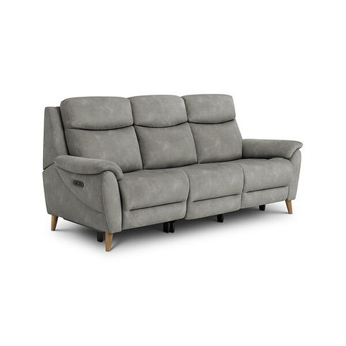 Brunel 3 Seater Recliner Sofa with Adjustable Power Headrest and Lumbar Support in Dexter Stone Fabric