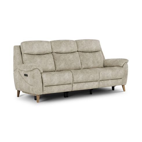 Brunel 3 Seater Recliner Sofa with Adjustable Power Headrest and Lumbar Support in Marble Cream Fabric