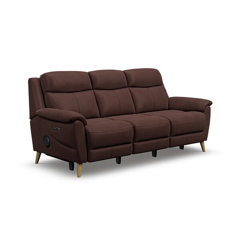 Brunel 3 Seater Recliner Sofa with Speakers in Chestnut Leather