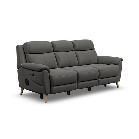 Brunel 3 Seater Recliner Sofa with Speakers in Elephant Grey Leather