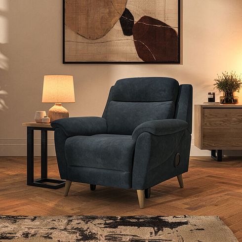 Brunel Electric Recliner Armchair with Speakers in Dexter Shadow Fabric