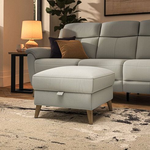 Brunel Storage Footstool in Bone China Leather