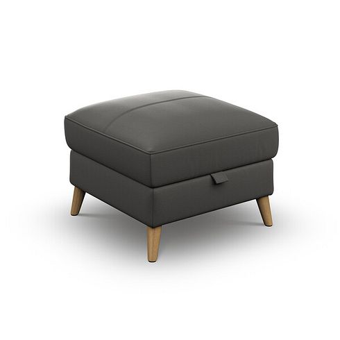 Brunel Storage Footstool in Elephant Grey Leather