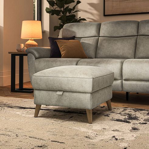 Brunel Storage Footstool in Marble Cream Fabric