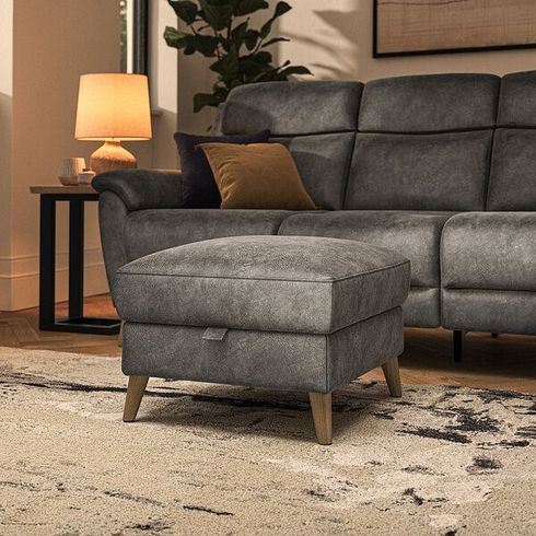 Brunel Storage Footstool in Marble Mink Fabric