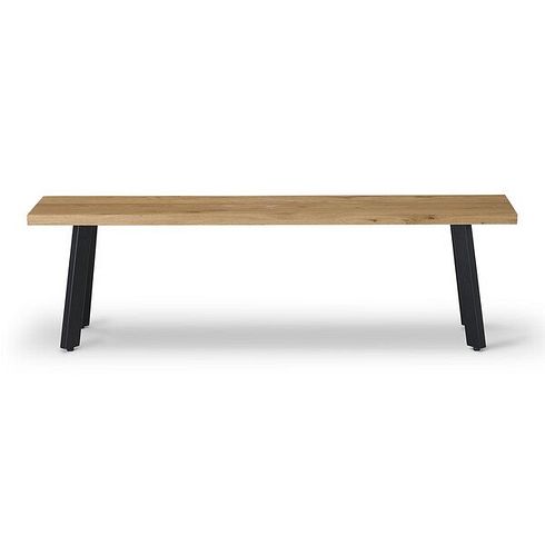 Cam Natural Solid Oak and Metal Bench 160cm