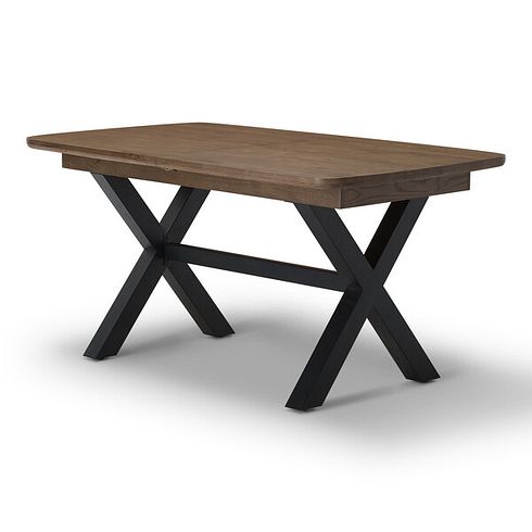Camford Walnut Stained Solid Oak Boat Extending Dining Table with Cross Bar Legs