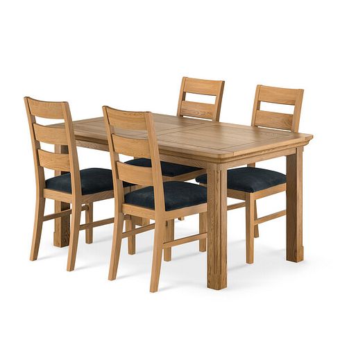 Canterbury Natural Extending Dining Table and 4 Linear Natural Oak Chair with Verona Charcoal Fabric