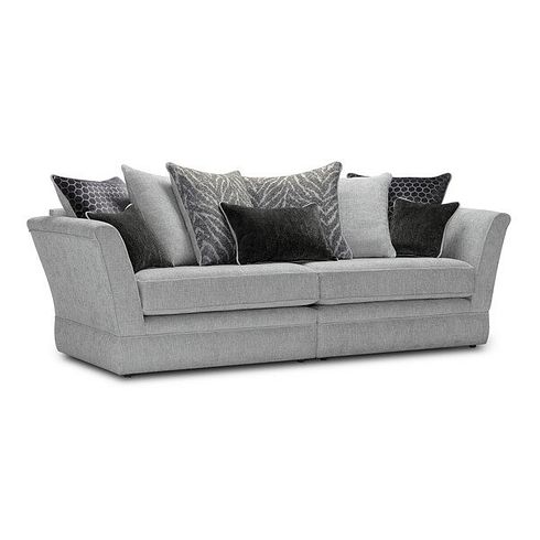 Carrington 4 Seater Pillow Back Sofa in Ava Collection Silver Fabric