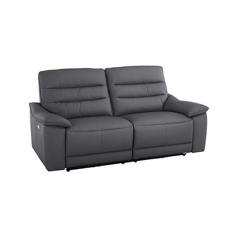 Carter 3 Seater Electric Recliner Sofa in Dark Grey Leather