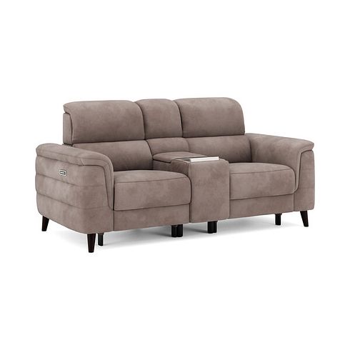 Cassius 2 Seater Power Recliner Console Sofa with Smart Screen and Speakers in Dexter Nutmeg Fabric