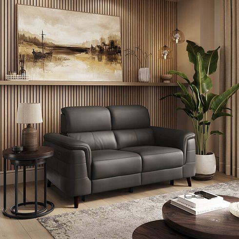 Cassius 2 Seater Power Recliner Sofa in Storm Leather
