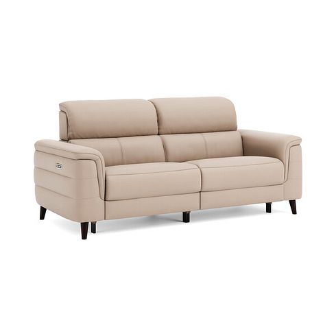 Cassius 3 Seater Power Recliner Sofa with Adjustable Power Headrests in Mushroom Leather