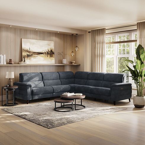 Cassius Large Corner Electric Recliner Sofa in Dexter Shadow Fabric