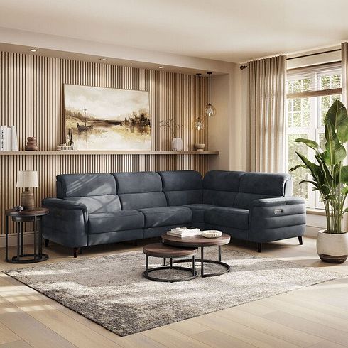 Cassius Left hand Corner Electric Recliner Sofa in Dexter Shadow Fabric