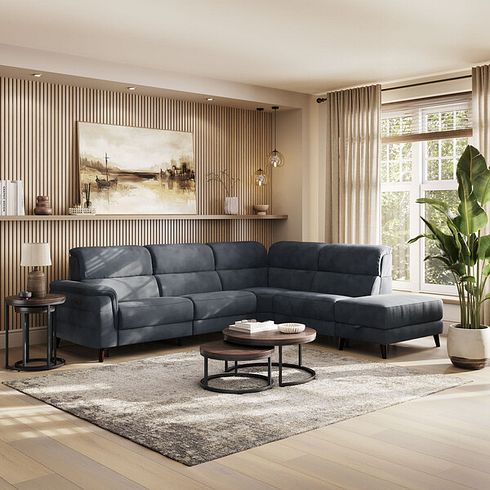 Cassius Left hand Corner Electric Recliner Sofa with Storage Chaise in Dexter Shadow Fabric