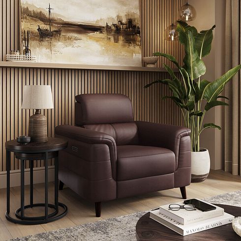 Cassius Power Recliner Armchair in Chestnut Leather