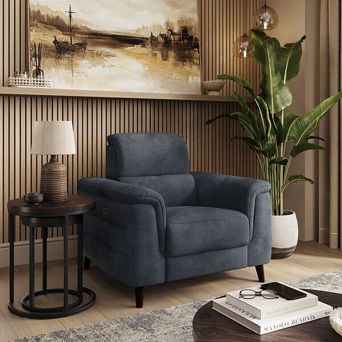 Cassius Power Recliner Armchair with Adjustable Power Headrest and Speakers in Dexter Shadow Fabric