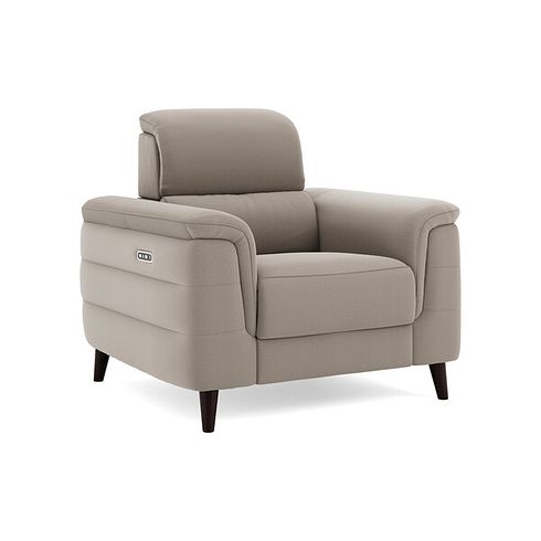 Cassius Power Recliner Armchair with Adjustable Power Headrest in Bella Latte Fabric