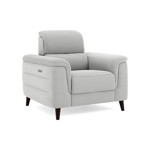 Cassius Power Recliner Armchair with Adjustable Power Headrest in Bella Lead Grey Fabric