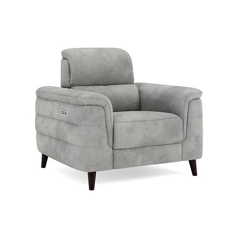 Cassius Power Recliner Armchair with Adjustable Power Headrest in Dexter Stone Fabric