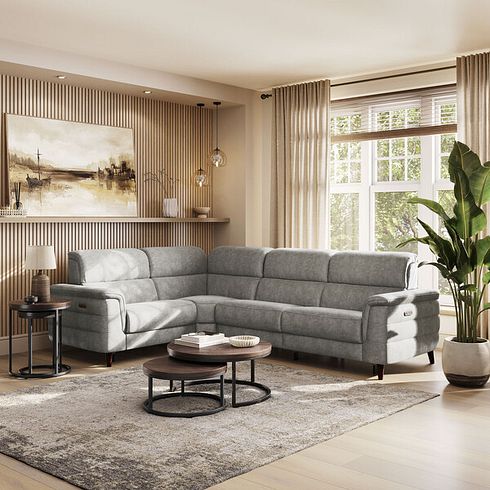 Cassius Right hand Corner Electric Recliner Sofa in Marble Mink Fabric