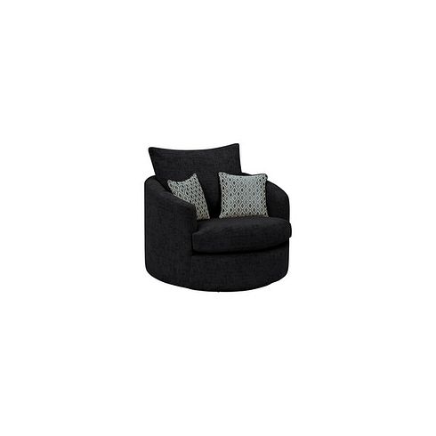 Malvern Swivel Cuddler Chair in Charcoal fabric