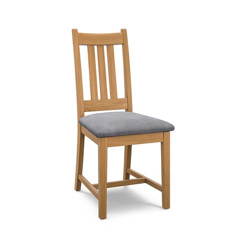 Classic Natural Oak Chair with Dappled Silver Fabric Seat