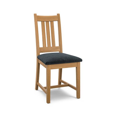 Classic Natural Oak Chair with Verona Charcoal Fabric Seat