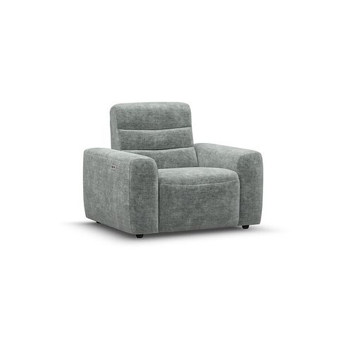 Cohen Electric Recliner Armchair in Plush Silver Fabric