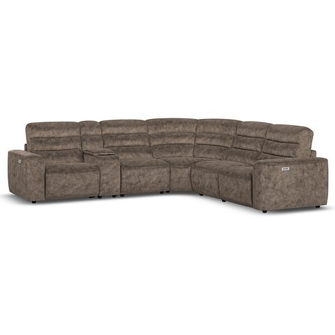 Cohen Group 3 Electric Recliner with 1 Console in Dapple Chocolate Fabric