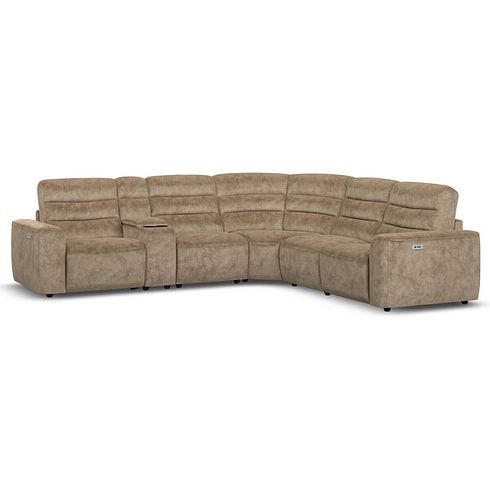 Cohen Group 3 Electric Recliner with 1 Console in Dapple Taupe Fabric