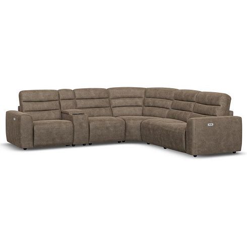 Cohen Group 3 Electric Recliner with 1 Console in Miller Earth Brown Fabric