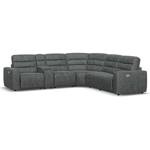 Cohen Group 3 Electric Recliner with 1 Console in Miller Grey Fabric