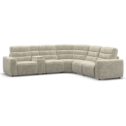 Cohen Group 3 Electric Recliner with 1 Console in Plush Beige Fabric